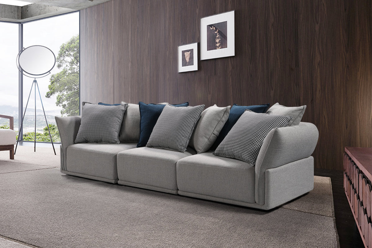 Grey Modular 3 Seat Sofa, Converts to Sleeper
