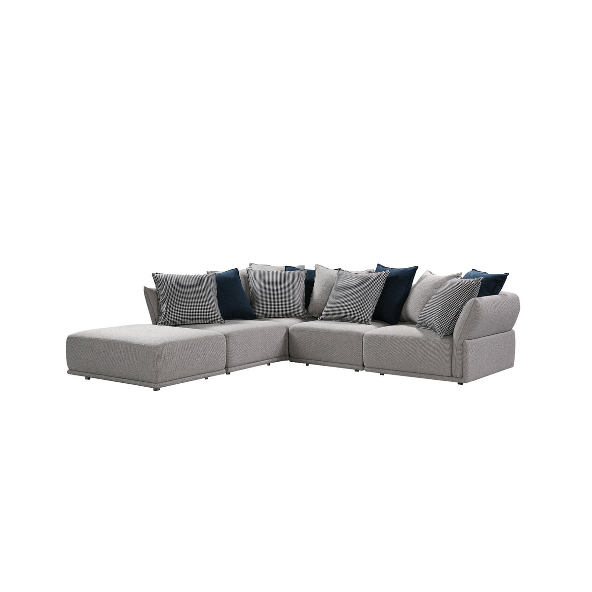 Grey Modular Corner Sofa, 5 Pieces with Cushions