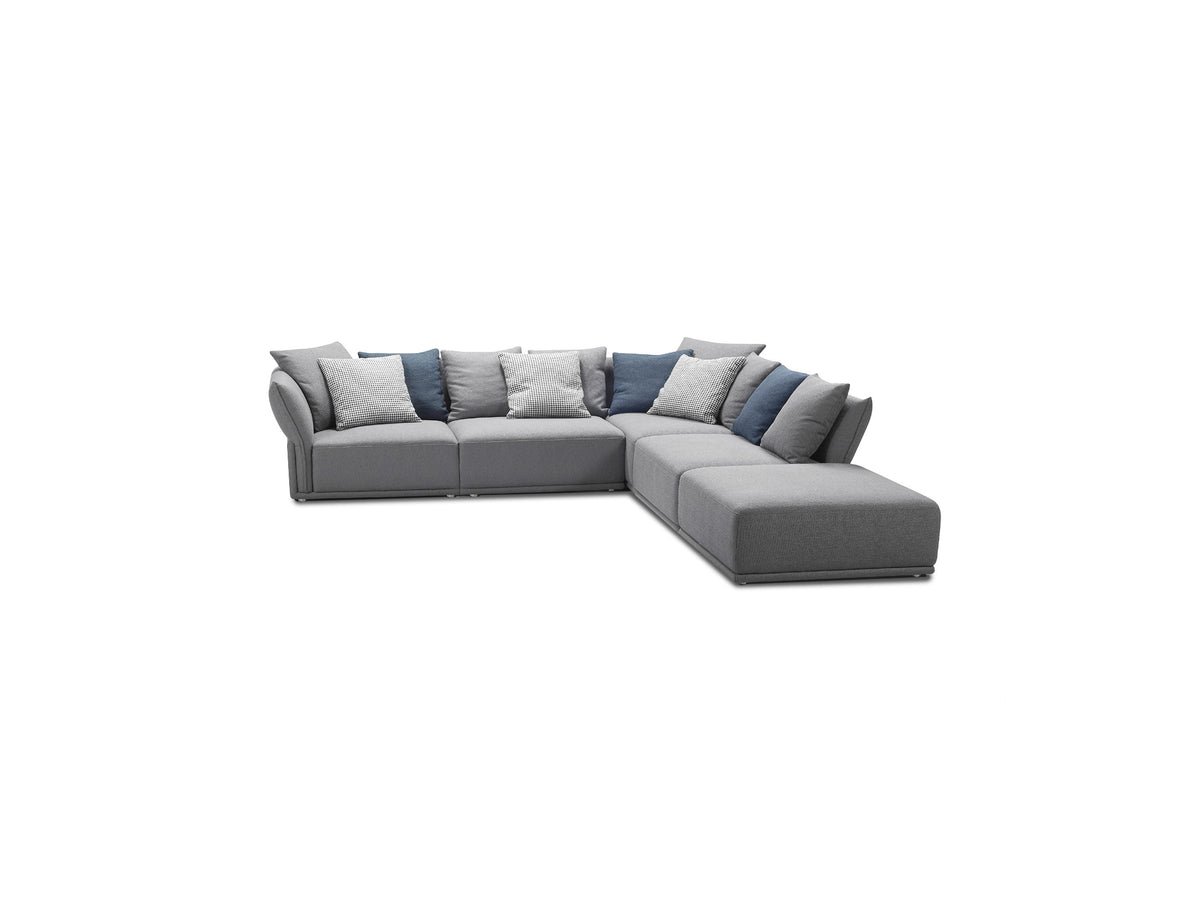 Grey Modular Corner Sofa, 5 Pieces with Cushions