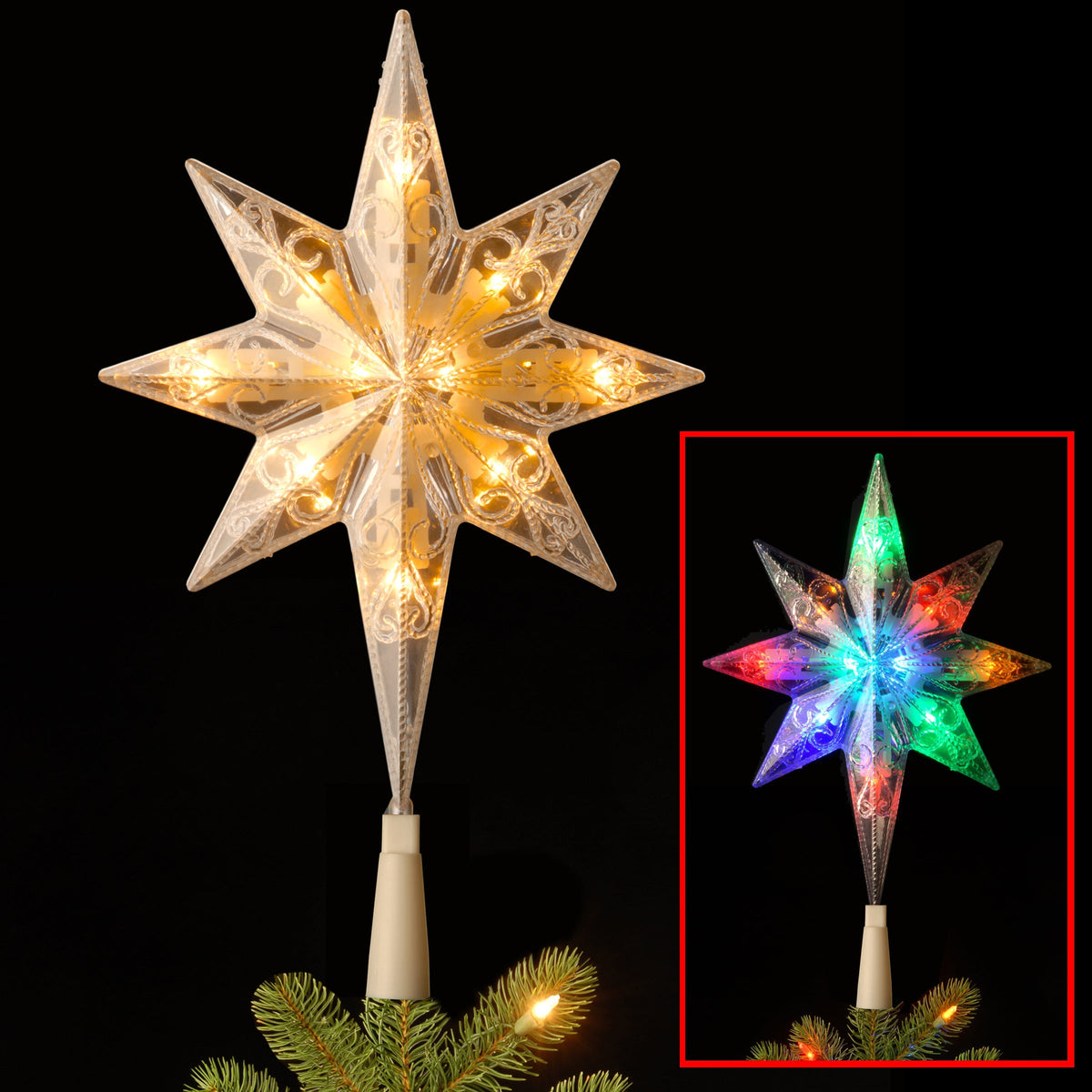 Colour Changing Bethlehem Star Tree Topper, 28 cm