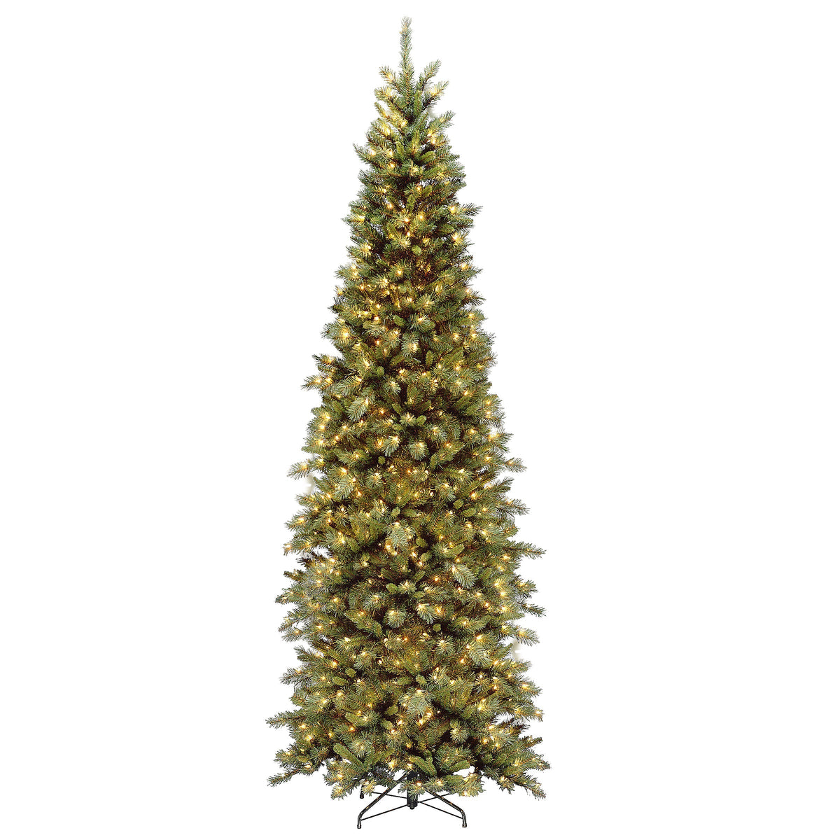 9ft Pre Lit Slim Downswept Fir Christmas Tree, 700 Clear Lights