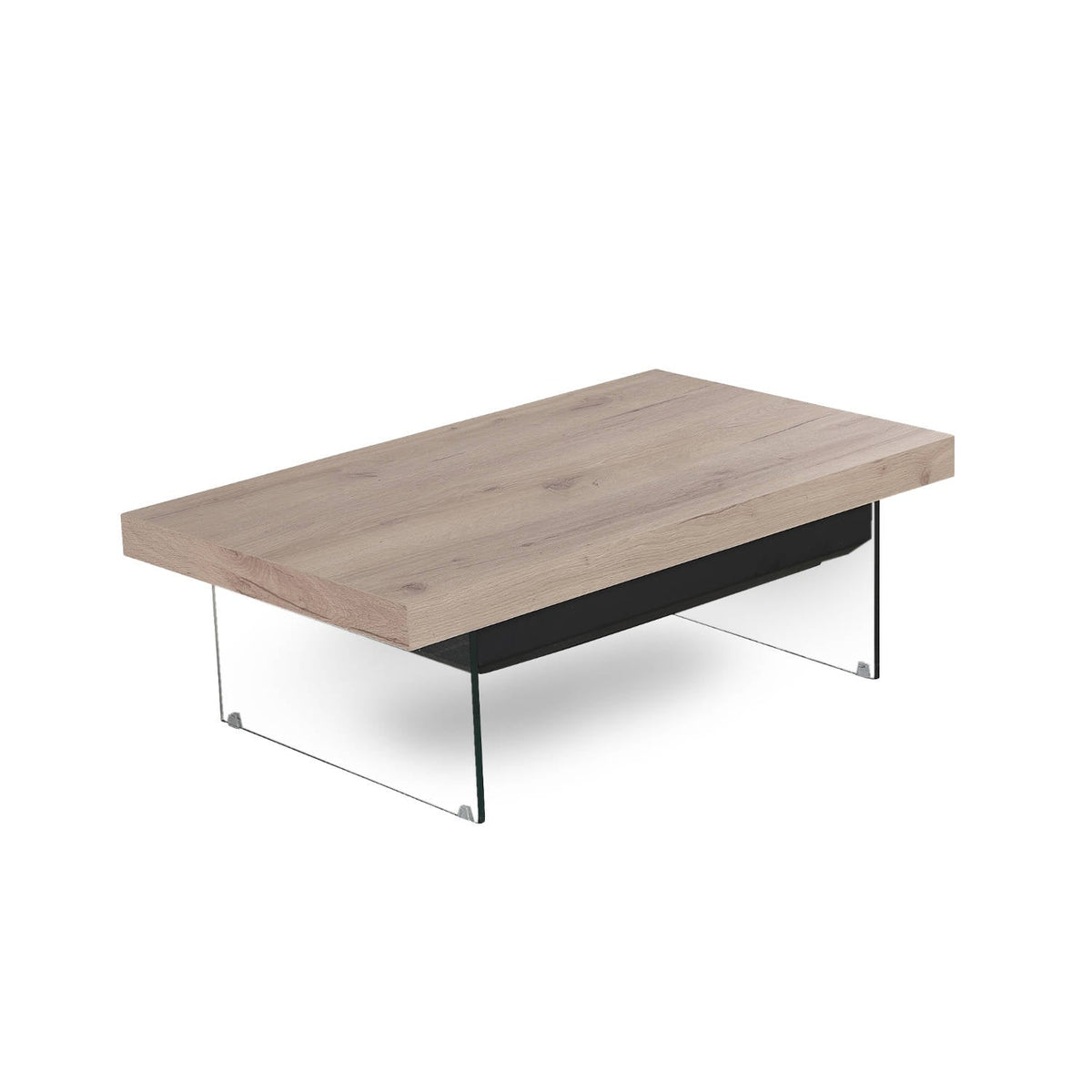 Lift Top Coffee Table with Glass Legs and Hidden Storage
