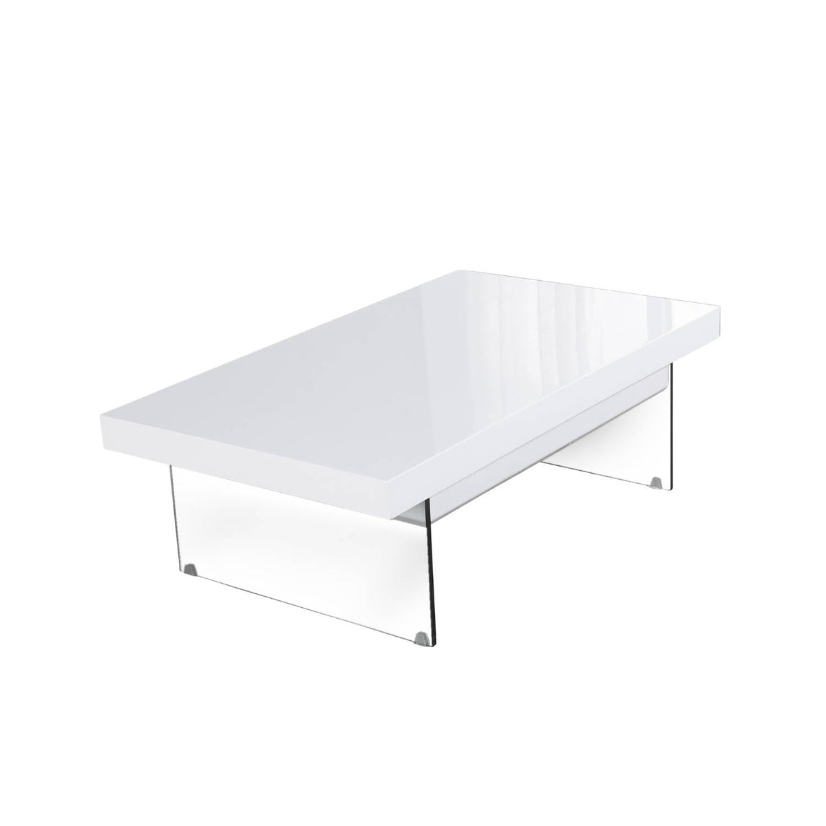 Lift Top Coffee Table with Glass Legs and Hidden Storage