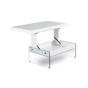 Lift Top Coffee Table with Glass Legs and Hidden Storage