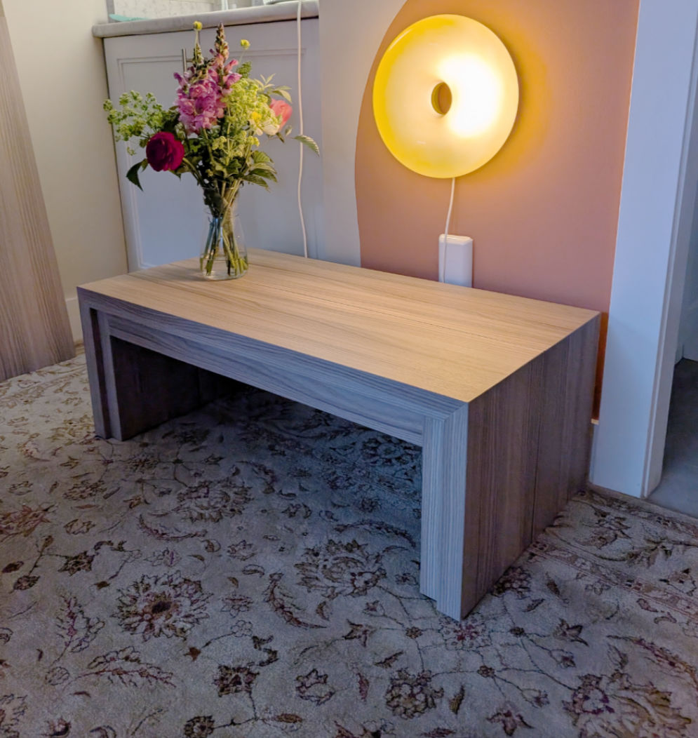 Low Extending Floor Dining Table, 1 to 5 Leaves