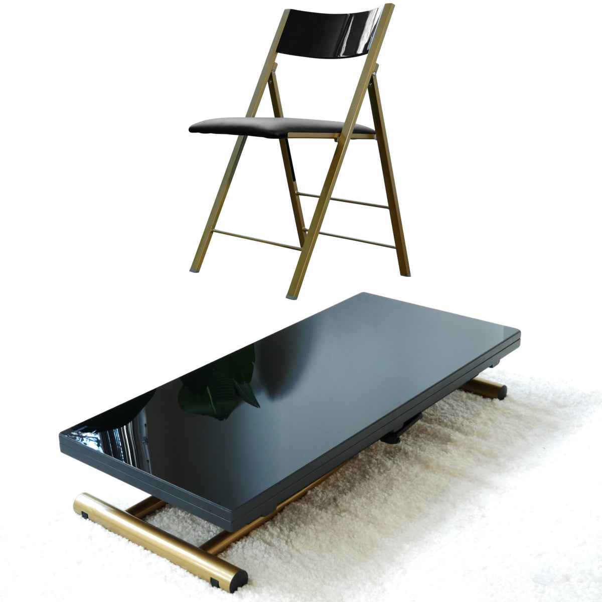 Transforming Table and 4 Folding Chairs Set for Small Flats