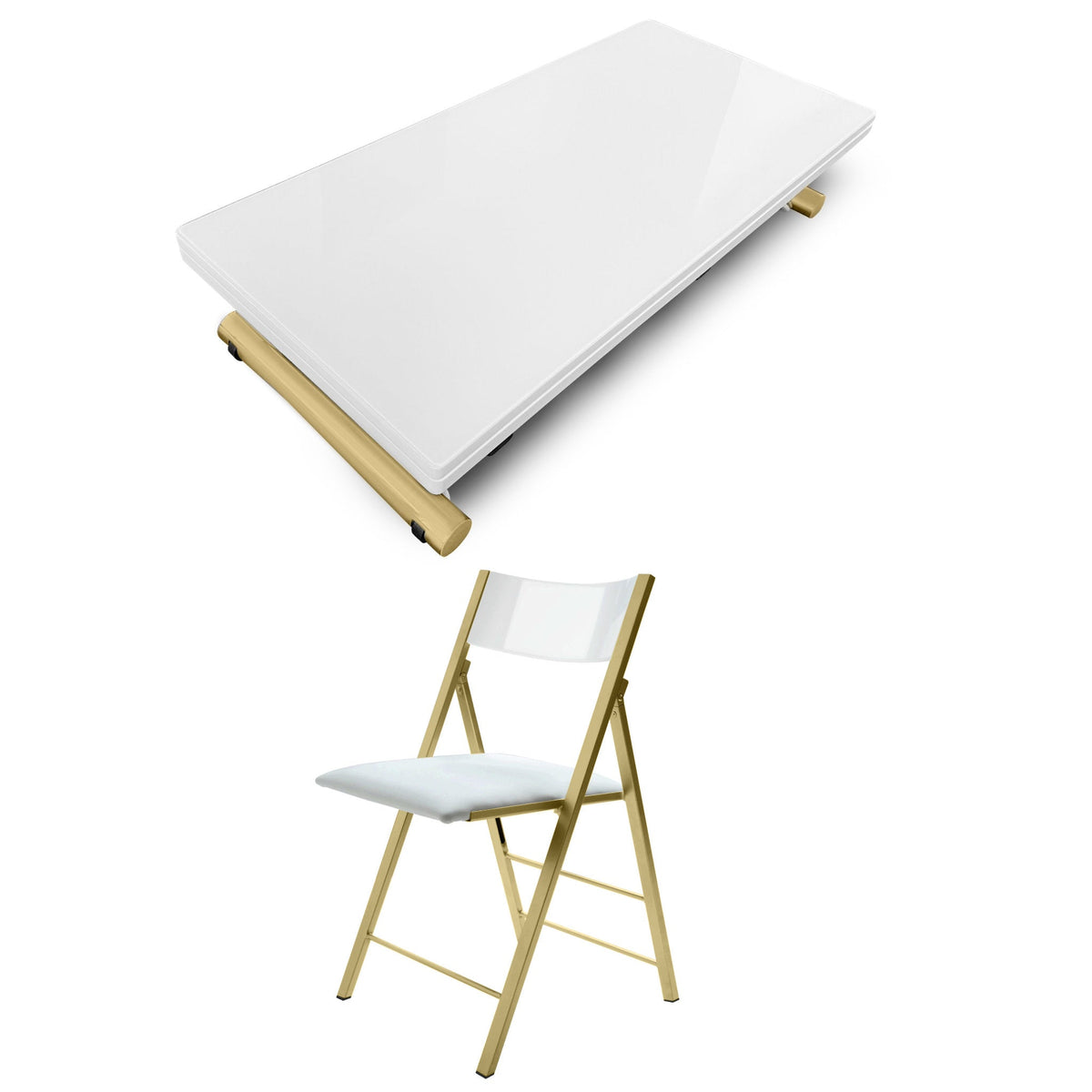 Transforming Table and 4 Folding Chairs Set for Small Flats