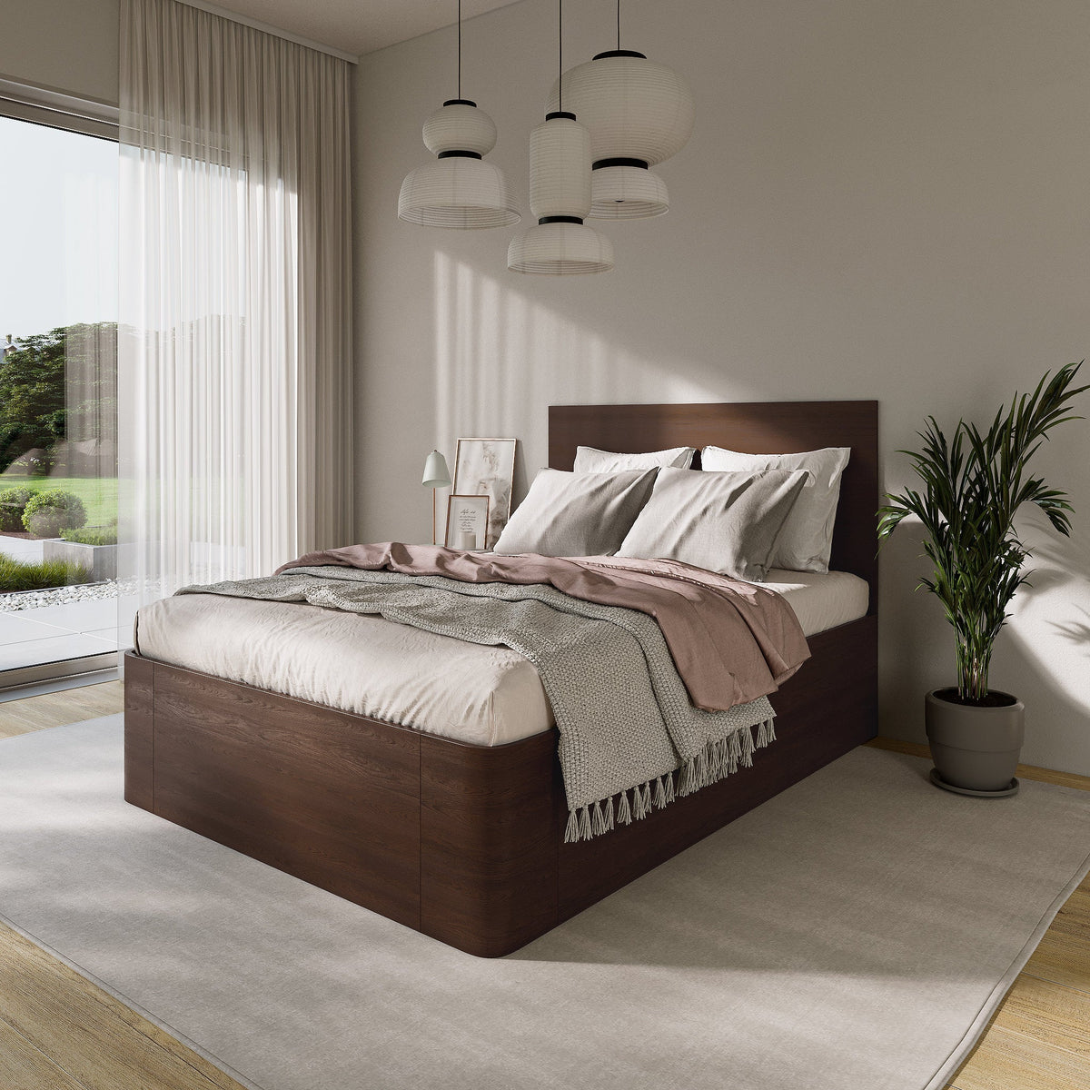 Gas Lift Ottoman Storage Bed with Tall Headboard, UK King