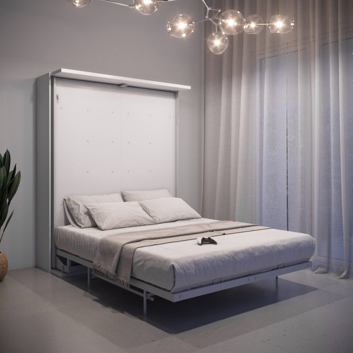 Rotating Wall Bed with Office Desk and Shelving, UK King Size