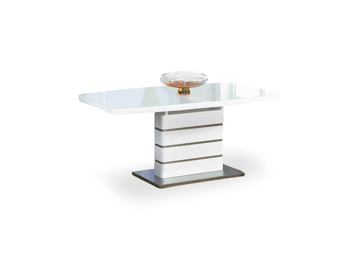 White Glass Extending Dining Table, Seats 6 to 10