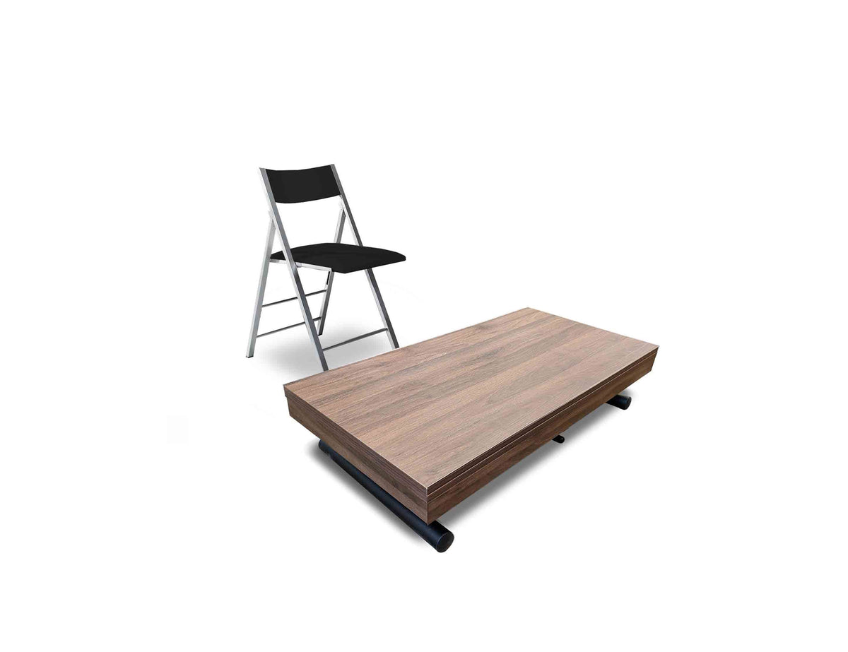 Raising Coffee to Dining Table Set with 4 Folding Chairs