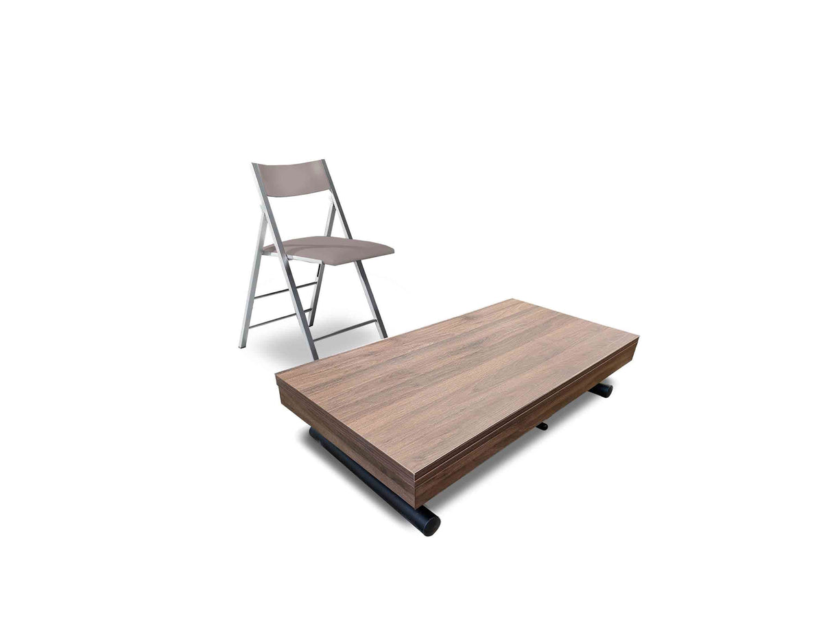 Raising Coffee to Dining Table Set with 4 Folding Chairs