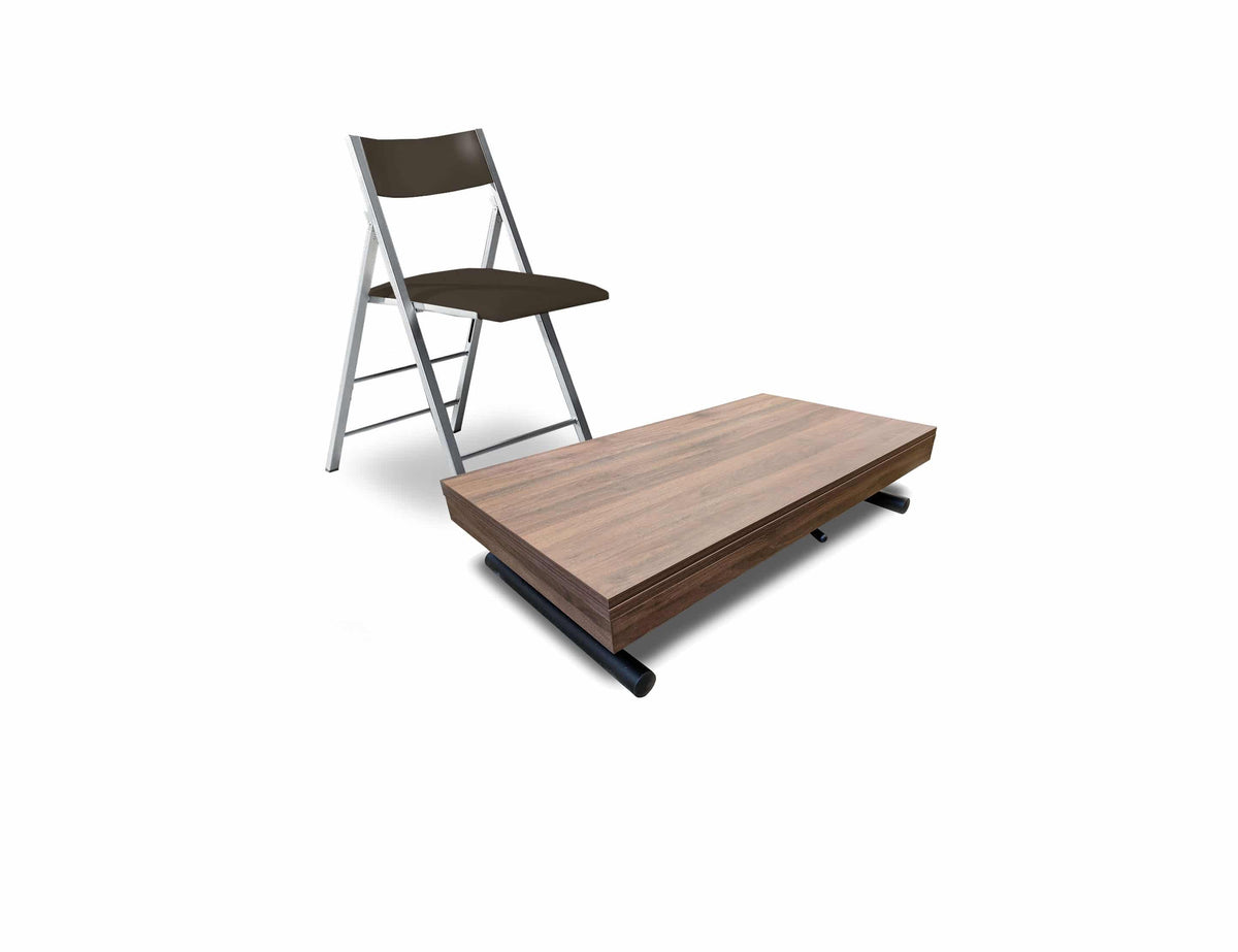 Raising Coffee to Dining Table Set with 4 Folding Chairs