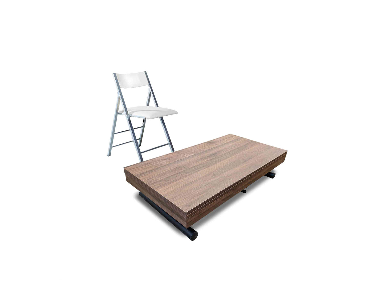 Raising Coffee to Dining Table Set with 4 Folding Chairs