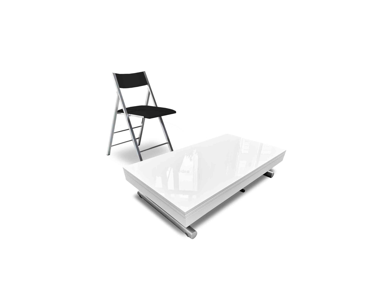 Raising Coffee to Dining Table Set with 4 Folding Chairs