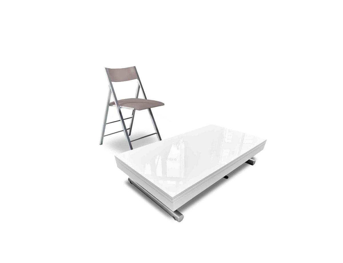 Raising Coffee to Dining Table Set with 4 Folding Chairs
