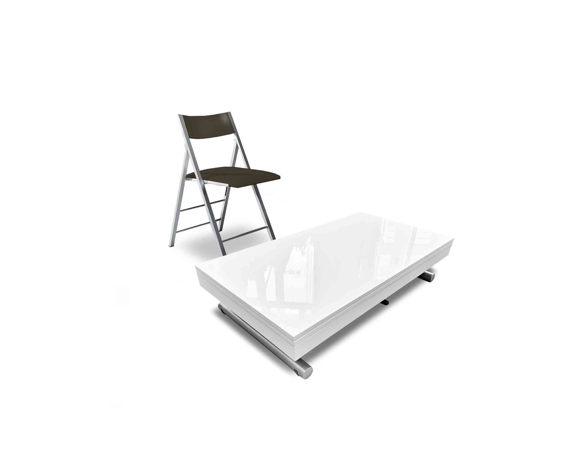 Raising Coffee to Dining Table Set with 4 Folding Chairs