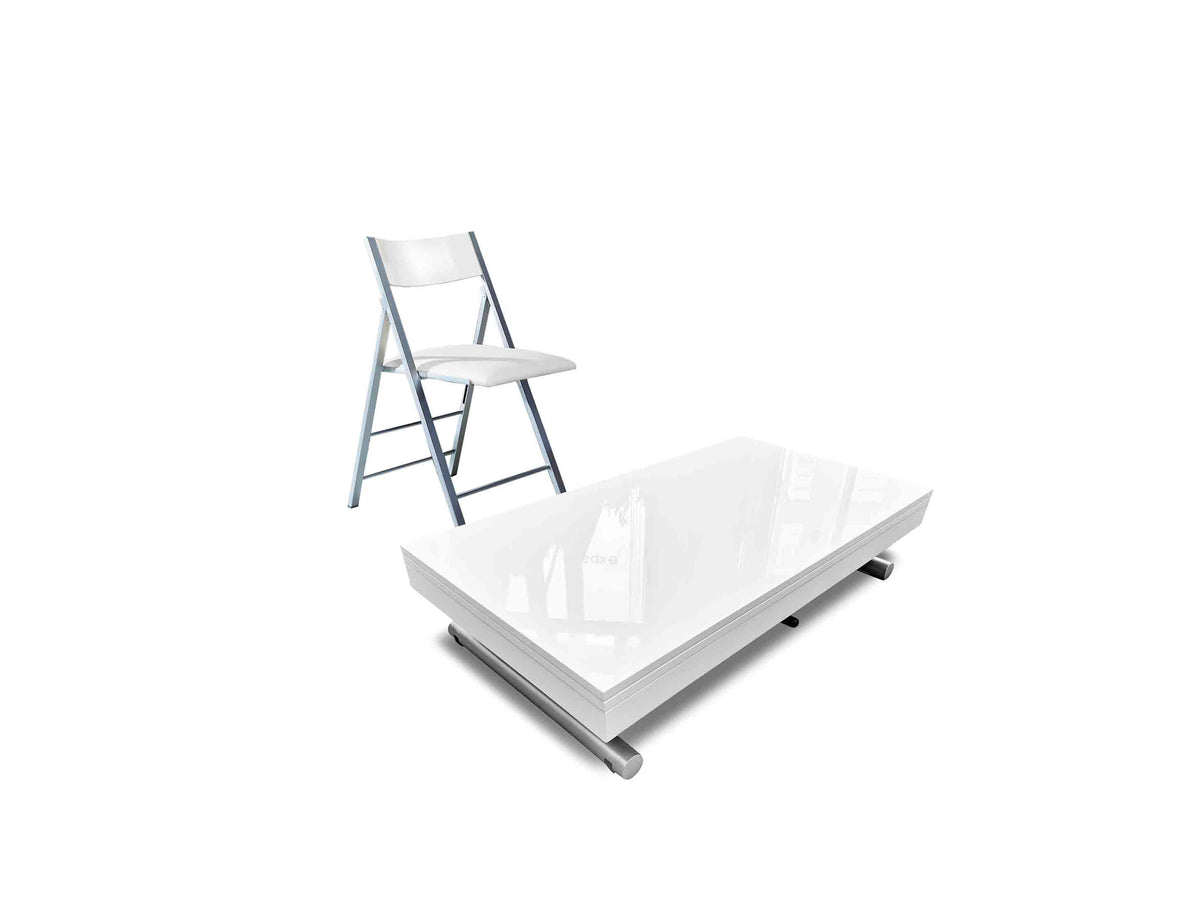Raising Coffee to Dining Table Set with 4 Folding Chairs