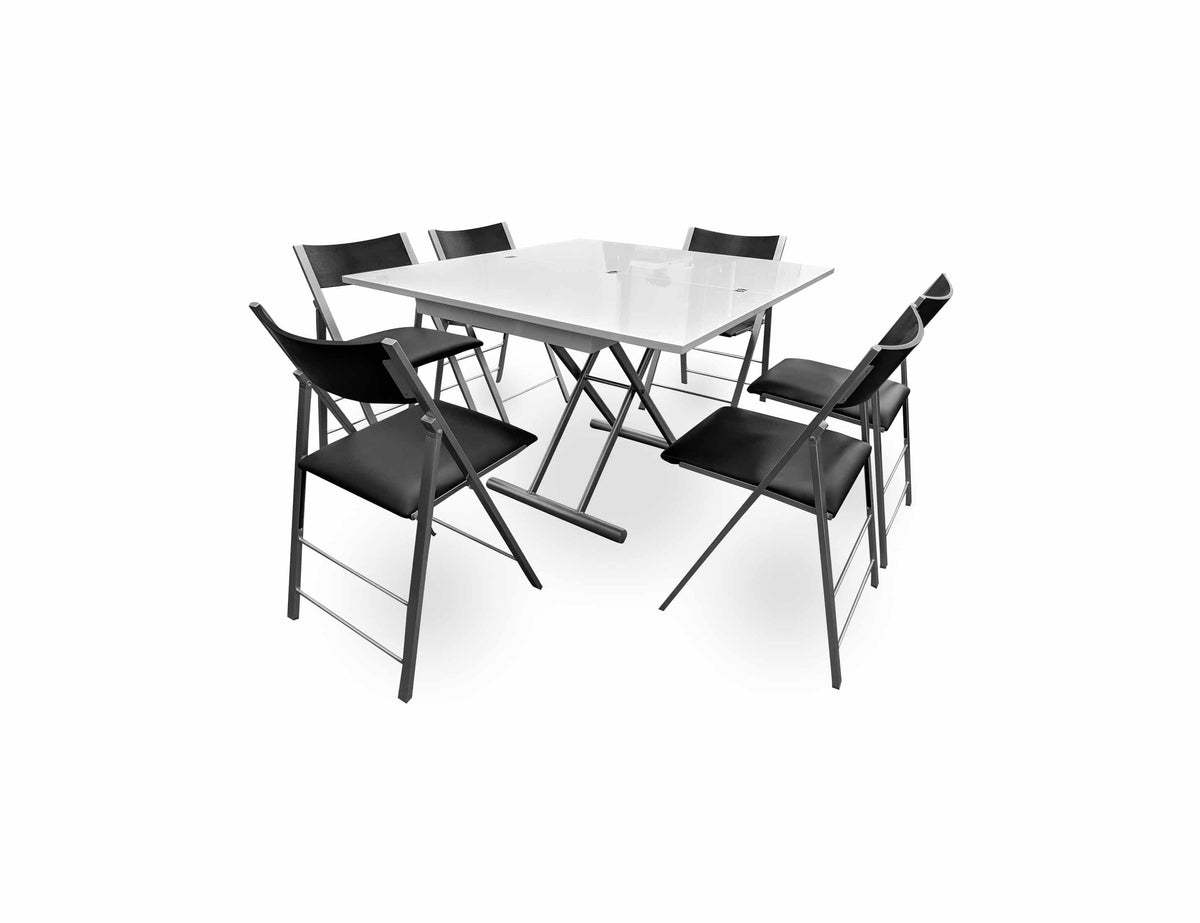 Square Coffee to Dining Table with Gas Lift and Hidden Wheels