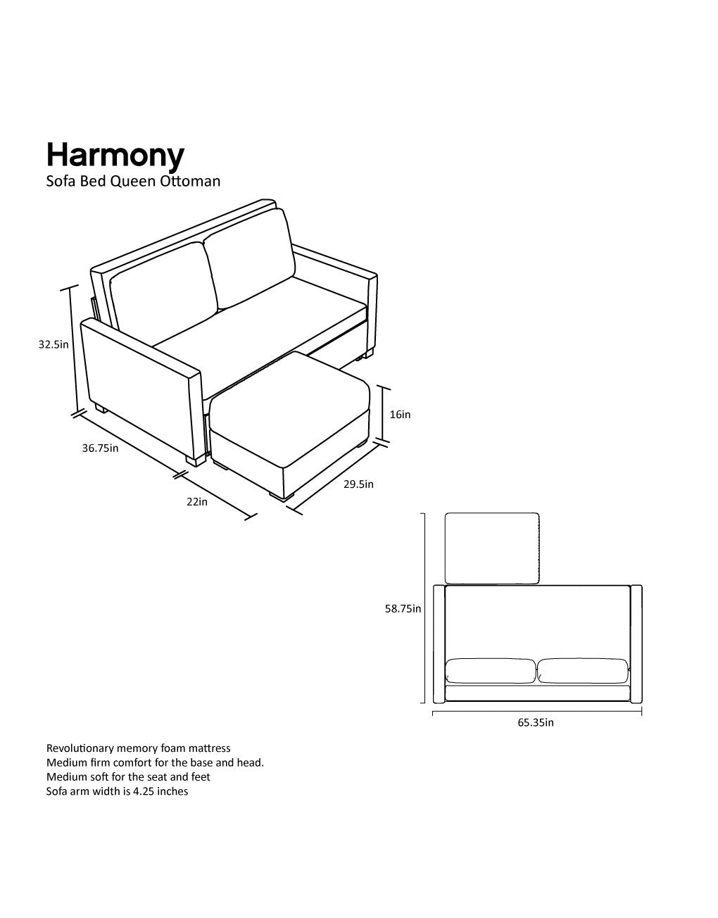 Ottoman Chaise Add On for Sofa Beds