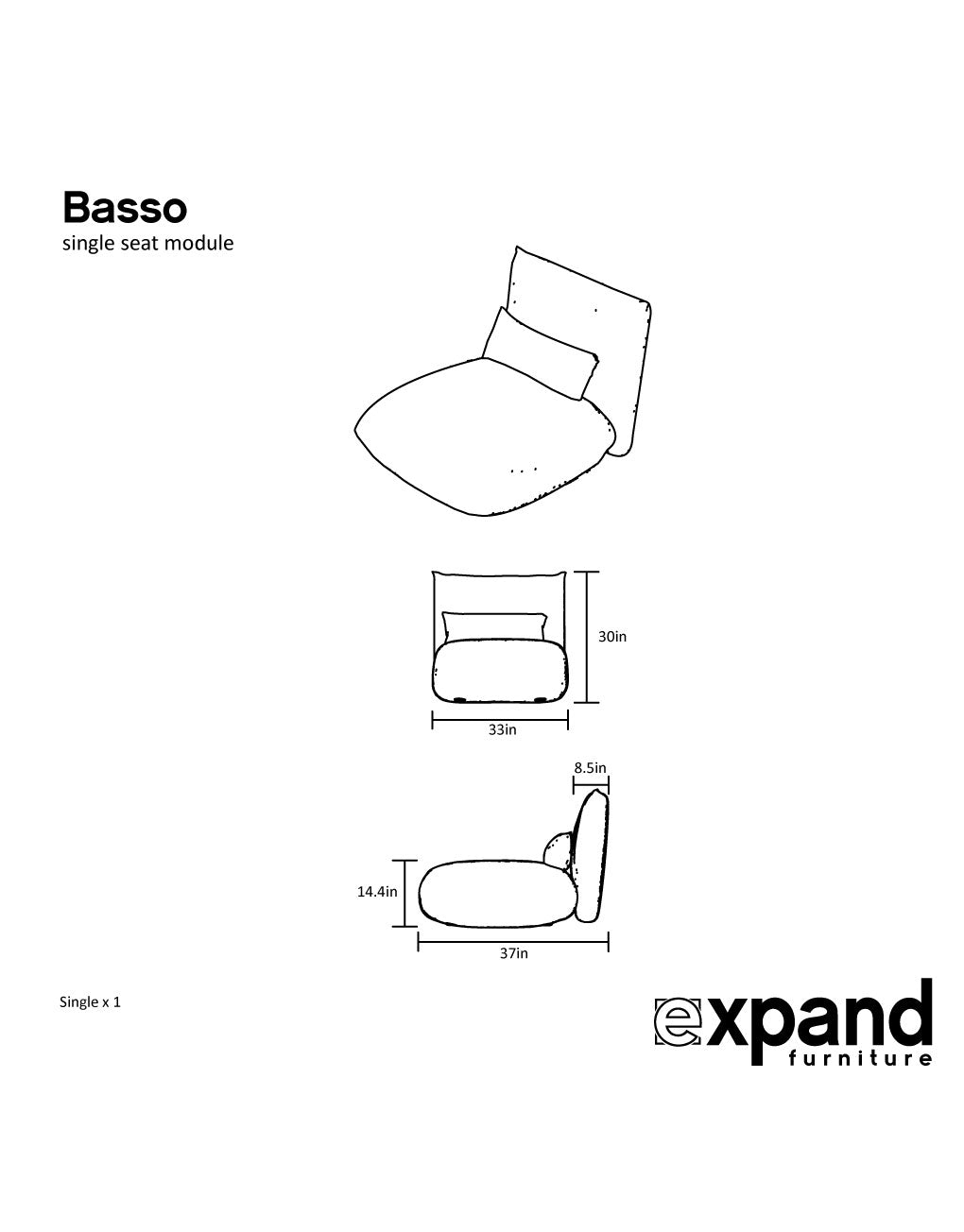 Low Profile Single Sofa Module