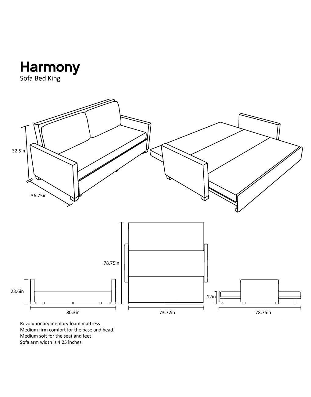 Memory Foam Sofa Bed, UK Super King Size