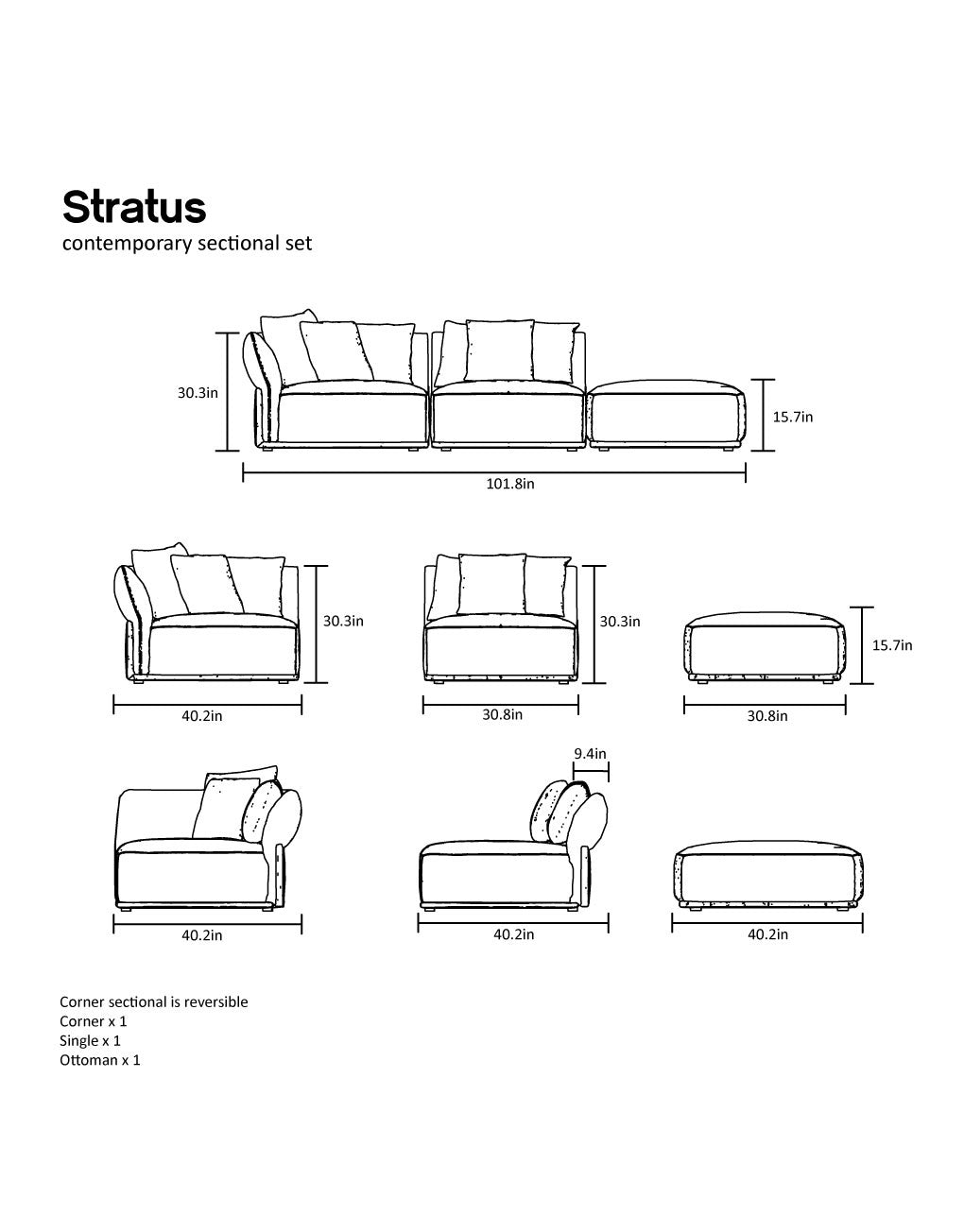 Grey Modular 3 Seat Sofa, Soft and Elegant