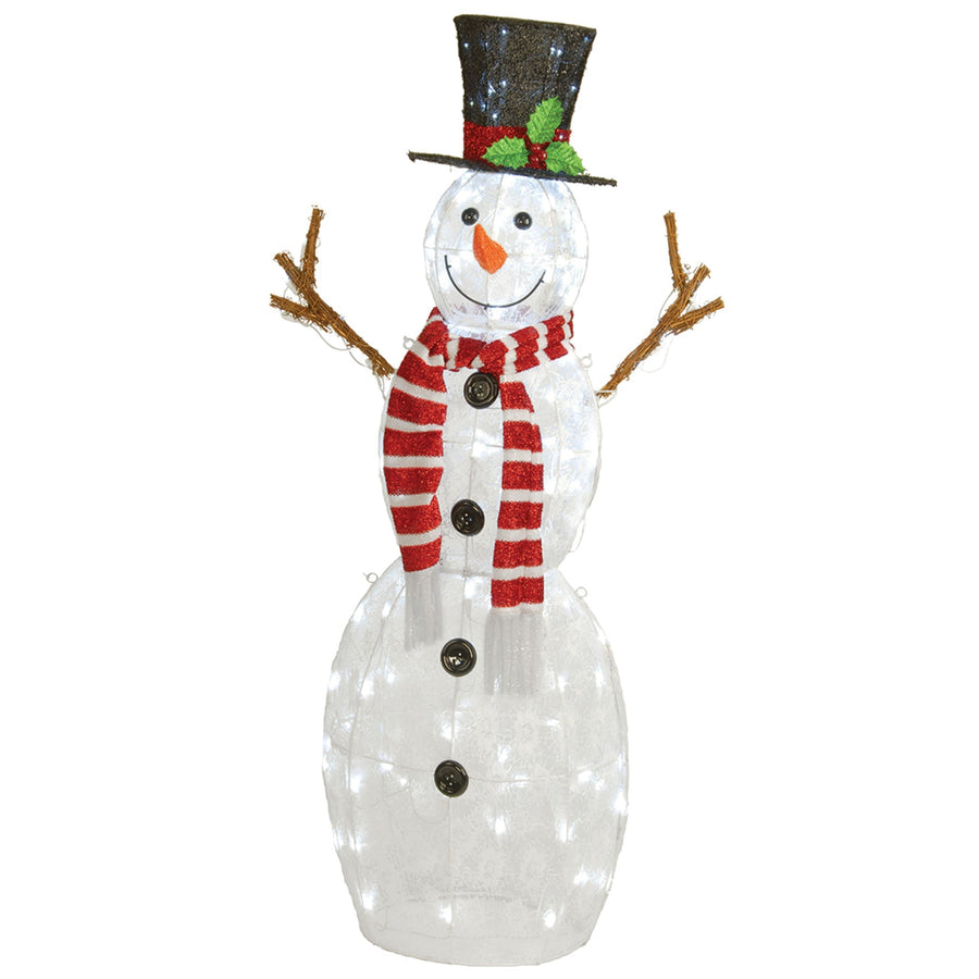 Pre Lit Snowflake Fabric Snowman, 122 cm